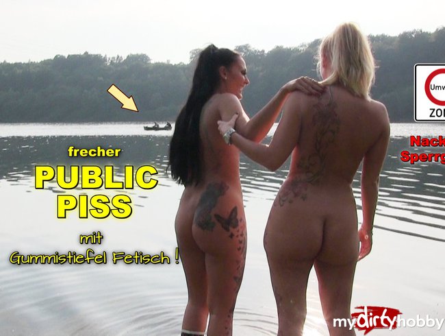 frecher Public Piss! Nackt im Sperrgebiet