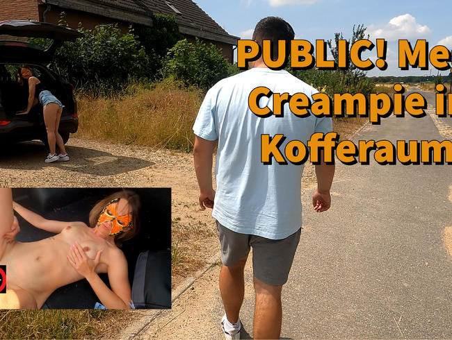 Public! Mega Creampie-Fick im Kofferaum!