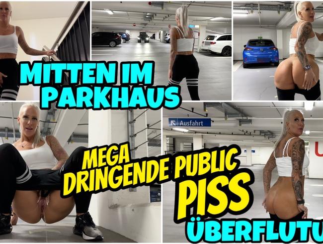 Mitten im Parkhaus | Mega dringende PUBLIC PISS Überflutung