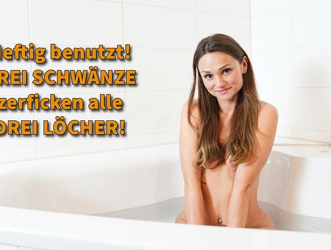 Heftig benutzt! DREI SCHWÄNZE zerficken alle DREI LÖCHER!